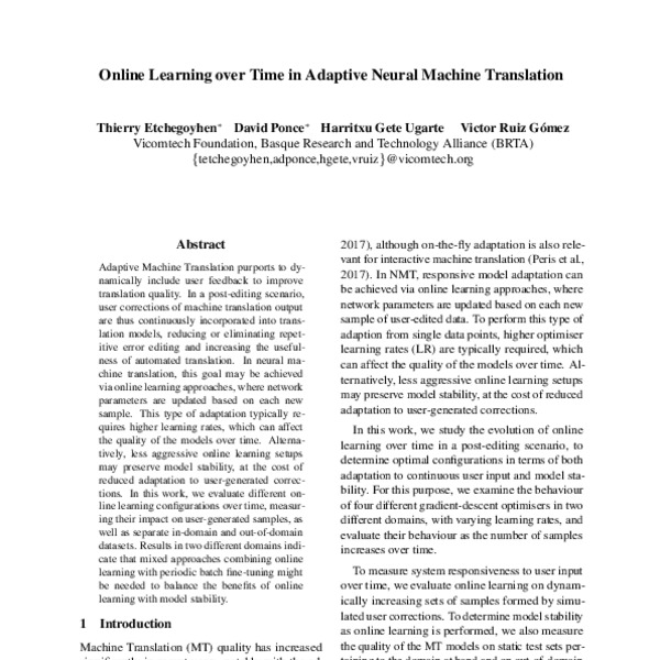 Online Learning Over Time In Adaptive Neural Machine Translation Acl