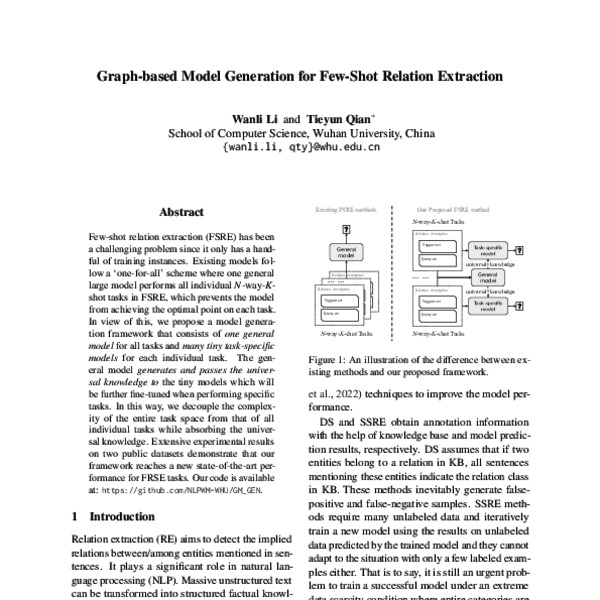 Graph Based Model Generation For Few Shot Relation Extraction Acl