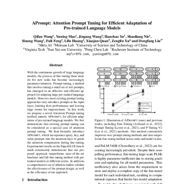 Aprompt Attention Prompt Tuning For Efficient Adaptation Of Pre Trained Language Models Acl