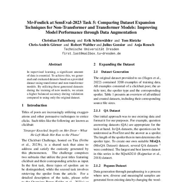 Mr Fosdick At Semeval Task Comparing Dataset Expansion