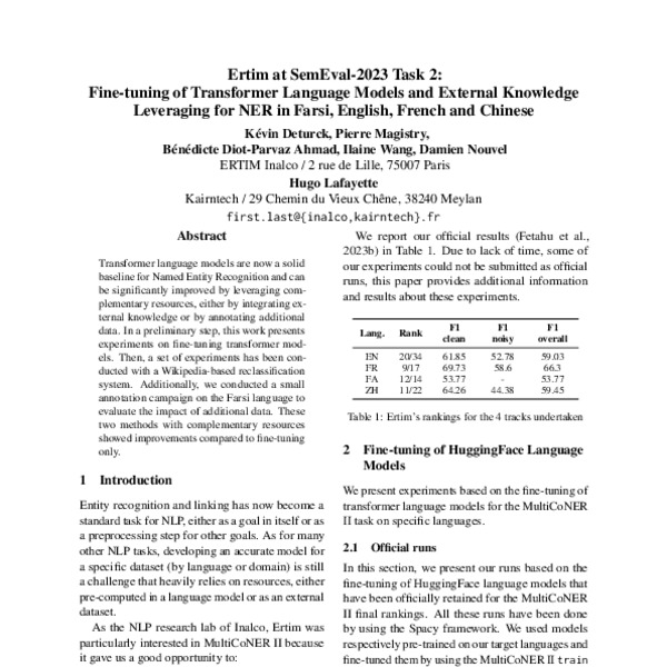 Ertim At Semeval Task Fine Tuning Of Transformer Language