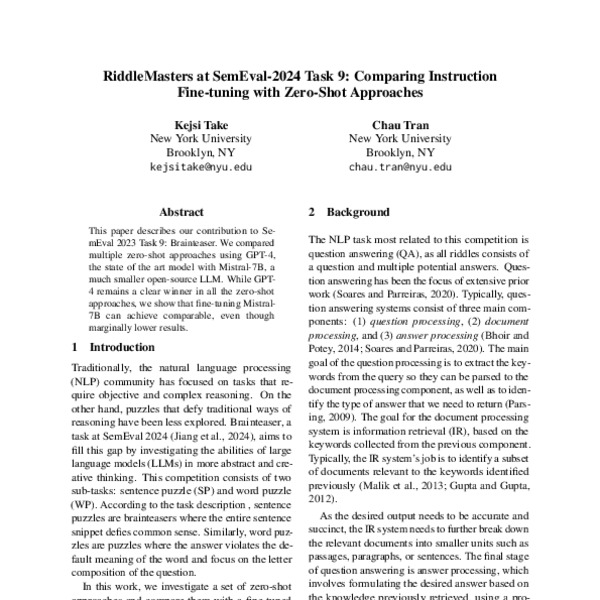 RiddleMasters At SemEval 2024 Task 9 Comparing Instruction Fine Tuning