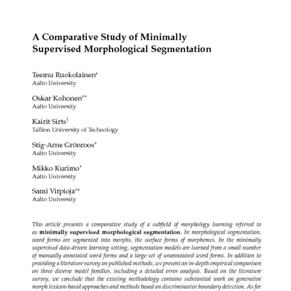 A Comparative Study Of Minimally Supervised Morphological Segmentation