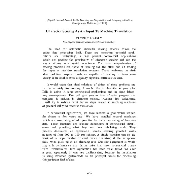 Character Sensing as an Input to Machine Translation - ACL Anthology