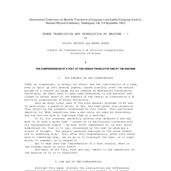 Human translation and translation by machine - ACL Anthology
