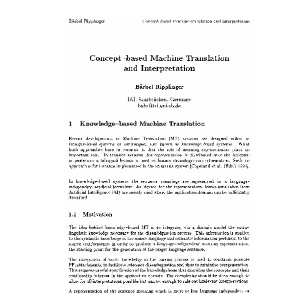 Concept-based machine translation and interpretation - ACL Anthology
