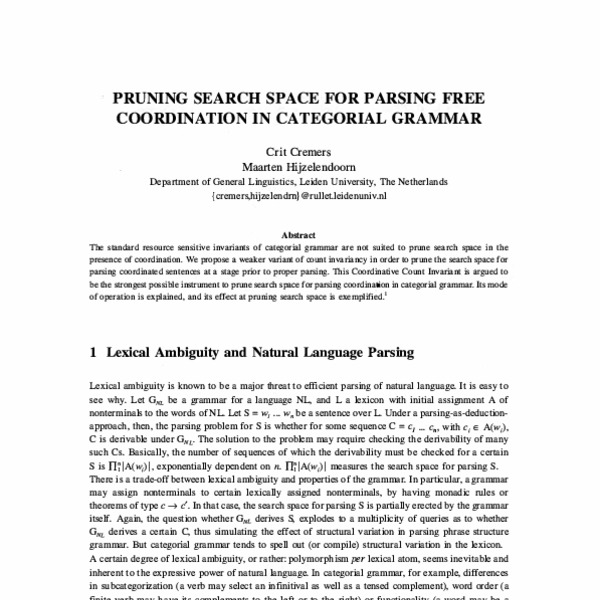 Pruning Search Space for Parsing Free Coordination in Categorial ...