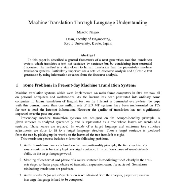 Machine Translation Through Language Understanding - ACL Anthology