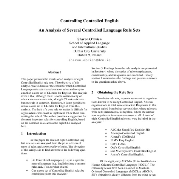 Controlling controlled English - ACL Anthology