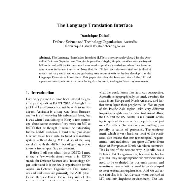 The Language Translation Interface - ACL Anthology