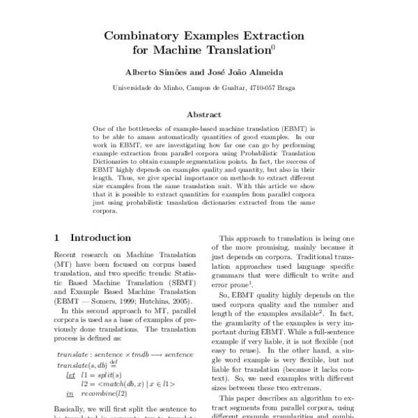 Combinatory Examples Extraction for Machine Translation - ACL Anthology