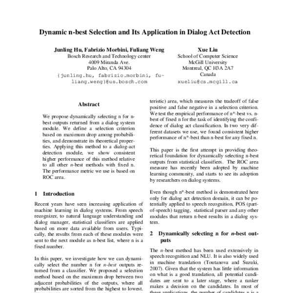 Dynamic n-best Selection and Its Application in Dialog Act Detection ...
