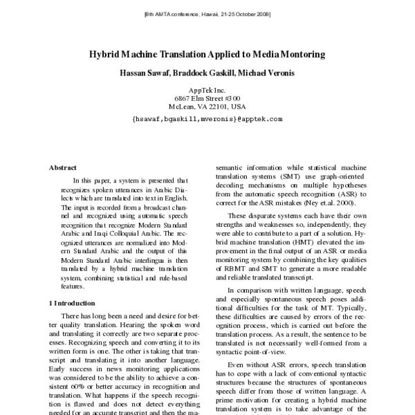Hybrid Machine Translation Applied to Media Monitoring - ACL Anthology