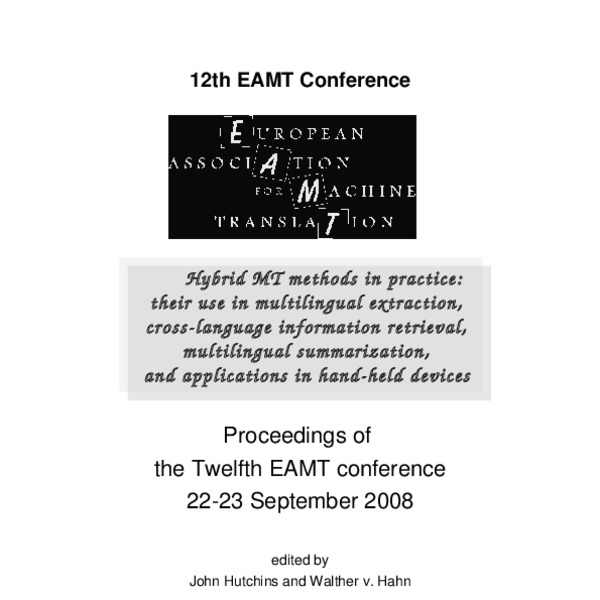 Proceedings of the 12th Annual Conference of the European Association ...
