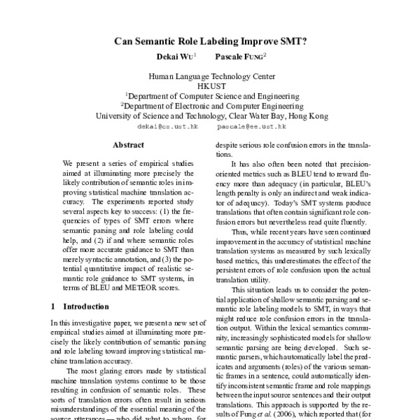 Can Semantic Role Labeling Improve SMT? - ACL Anthology