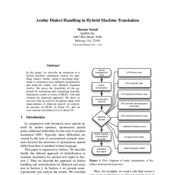 Arabic Dialect Handling in Hybrid Machine Translation - ACL Anthology