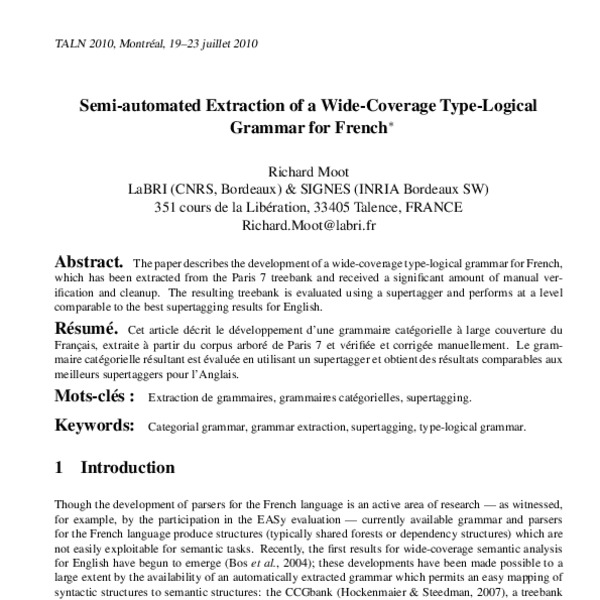 Semi-automated Extraction of a Wide-Coverage Type-Logical Grammar for ...
