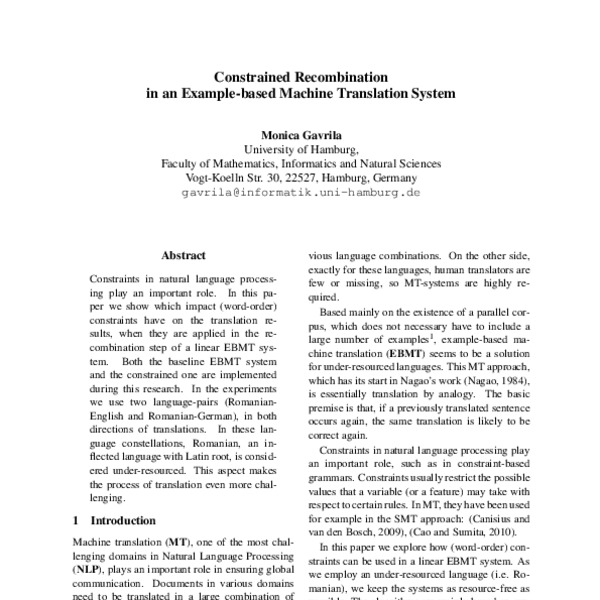 Constrained Recombination in an Example-based Machine Translation ...