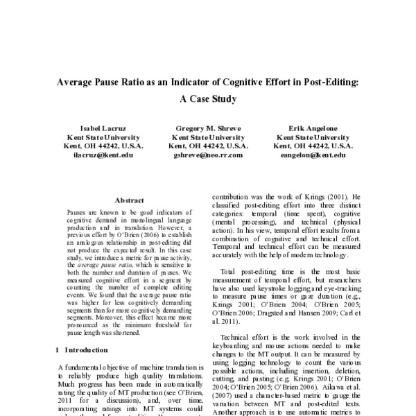 Average Pause Ratio as an Indicator of Cognitive Effort in Post-Editing ...
