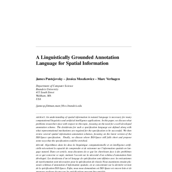 A Linguistically Grounded Annotation Language for Spatial Information ...