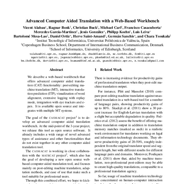 Advanced computer aided translation with a web-based workbench - ACL ...