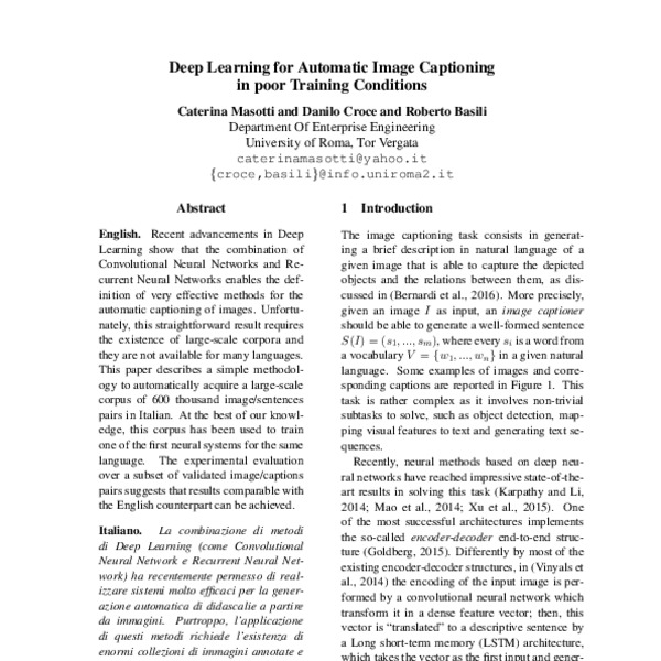Deep Learning for Automatic Image Captioning in Poor Training ...