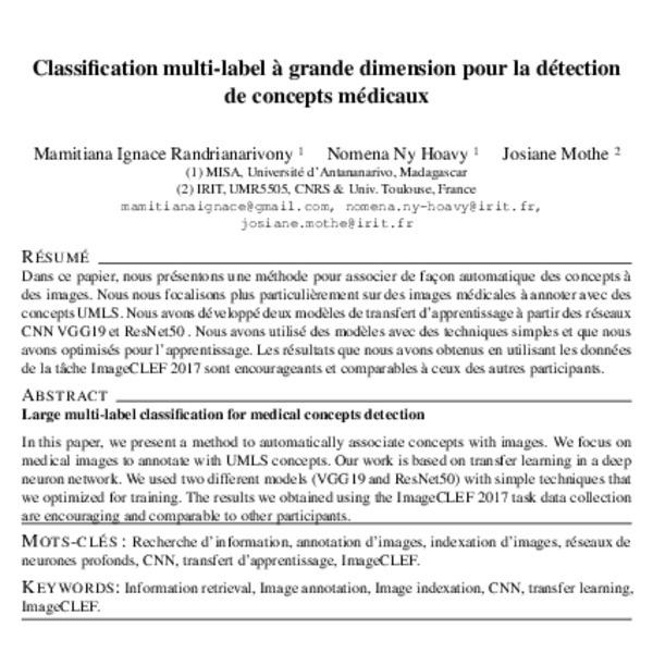 Classification multi-label à grande dimension pour la détection de ...