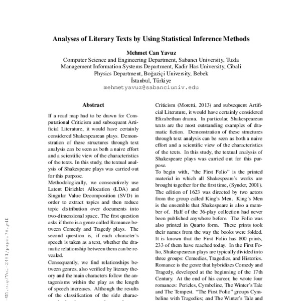 Analyses of Literary Texts by Using Statistical Inference Methods - ACL ...