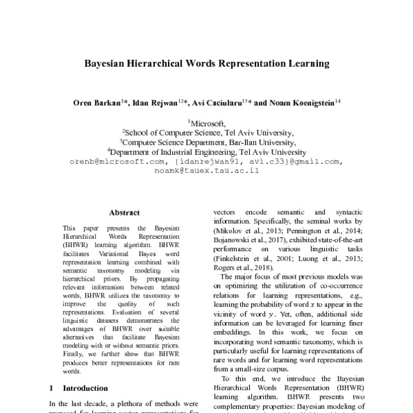 Bayesian Hierarchical Words Representation Learning - ACL Anthology