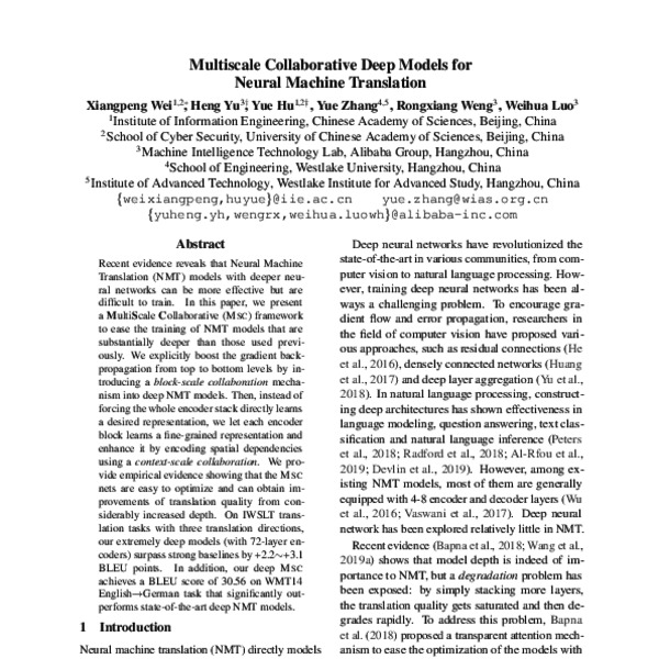 Multiscale Collaborative Deep Models for Neural Machine Translation ...