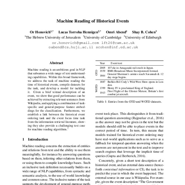 Machine Reading of Historical Events - ACL Anthology