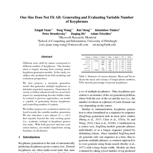 One Size Does Not Fit All: Generating and Evaluating Variable