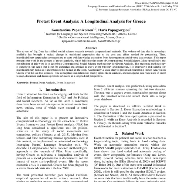 Protest Event Analysis A Longitudinal Analysis for Greece ACL Anthology