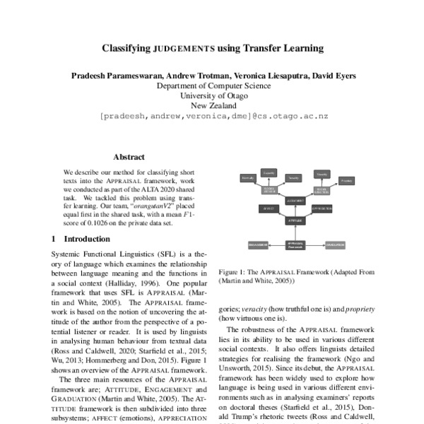 Classifying Judgements using Transfer Learning - ACL Anthology