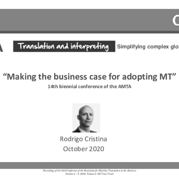 Making the business case for adopting MT ACL Anthology