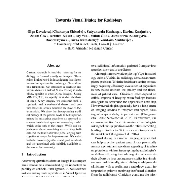 Towards Visual Dialog for Radiology - ACL Anthology