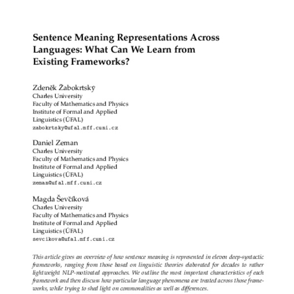 Sentence Meaning Representations Across Languages What Can We Learn From Existing Frameworks