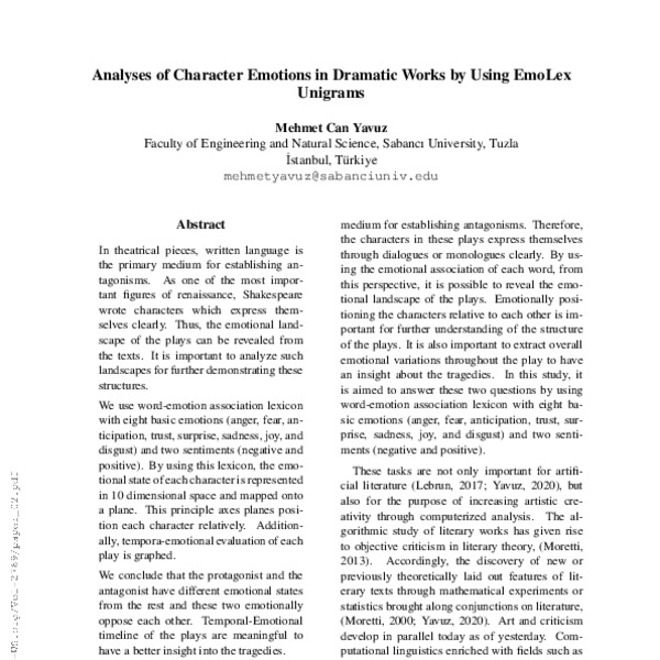 Analyses of Character Emotions in Dramatic Works by Using EmoLex ...