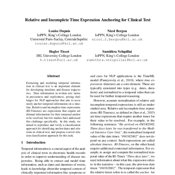 Relative and Incomplete Time Expression Anchoring for Clinical