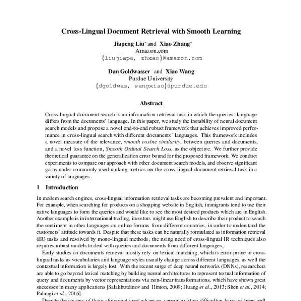 Cross-Lingual Document Retrieval with Smooth Learning - ACL Anthology