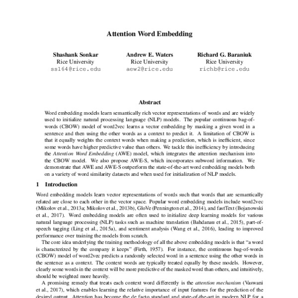 Attention Word Embedding - ACL Anthology