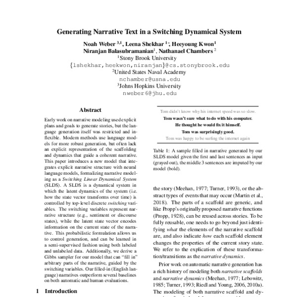 Generating Narrative Text in a Switching Dynamical System - ACL Anthology