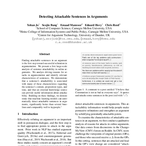 Detecting Attackable Sentences in Arguments ACL Anthology