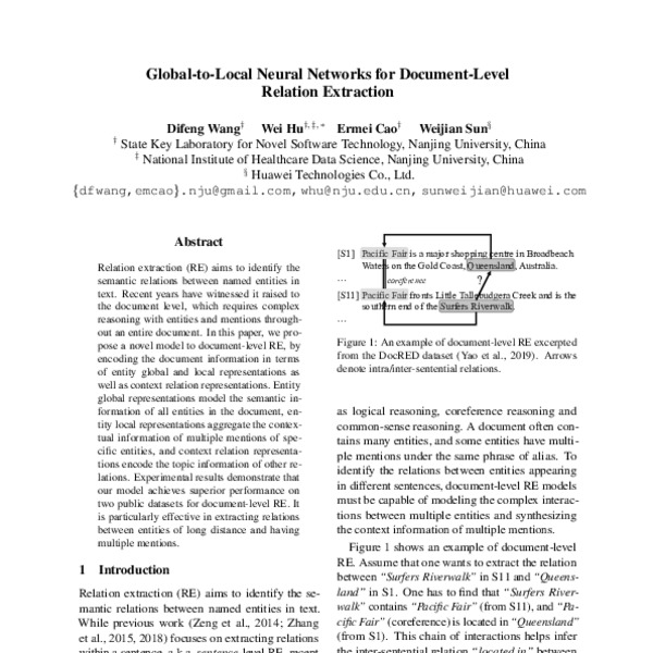 GlobaltoLocal Neural Networks for DocumentLevel Relation Extraction