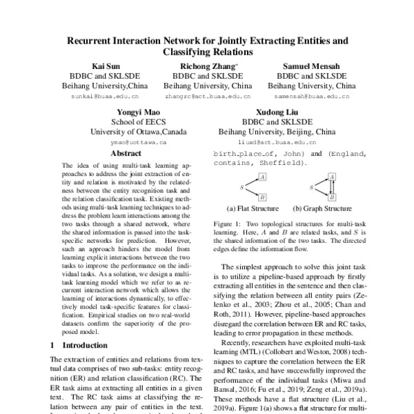 Recurrent Interaction Network for Jointly Extracting Entities and ...