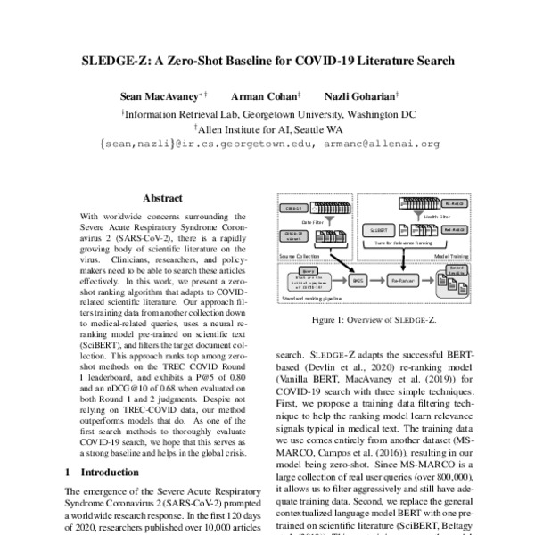 SLEDGE-Z: A Zero-Shot Baseline for COVID-19 Literature Search - ACL ...