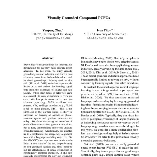 Visually Grounded Compound PCFGs - ACL Anthology