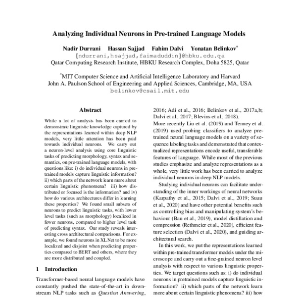 Analyzing Individual Neurons In Pre Trained Language Models ACL Anthology