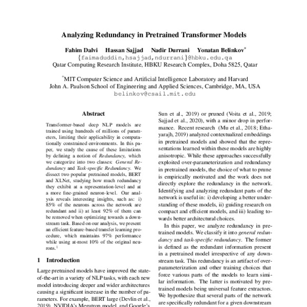 Analyzing Redundancy in Pretrained Transformer Models ACL Anthology