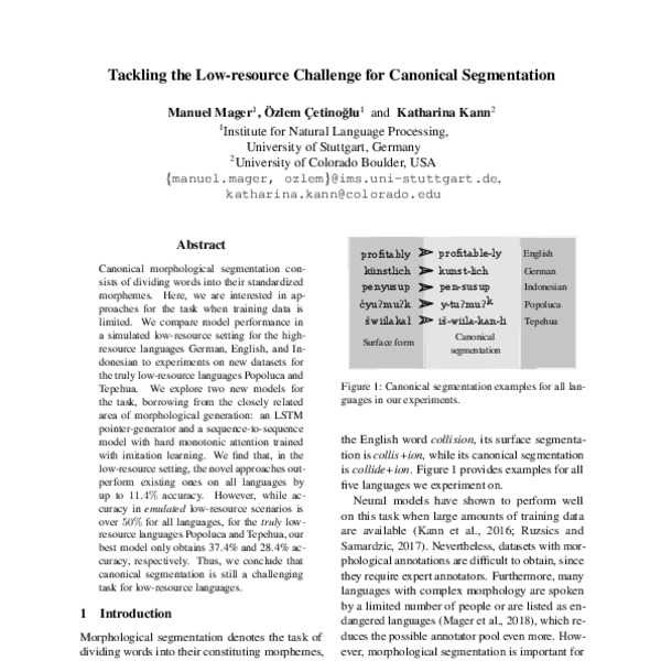 Tackling the Low-resource Challenge for Canonical Segmentation - ACL ...